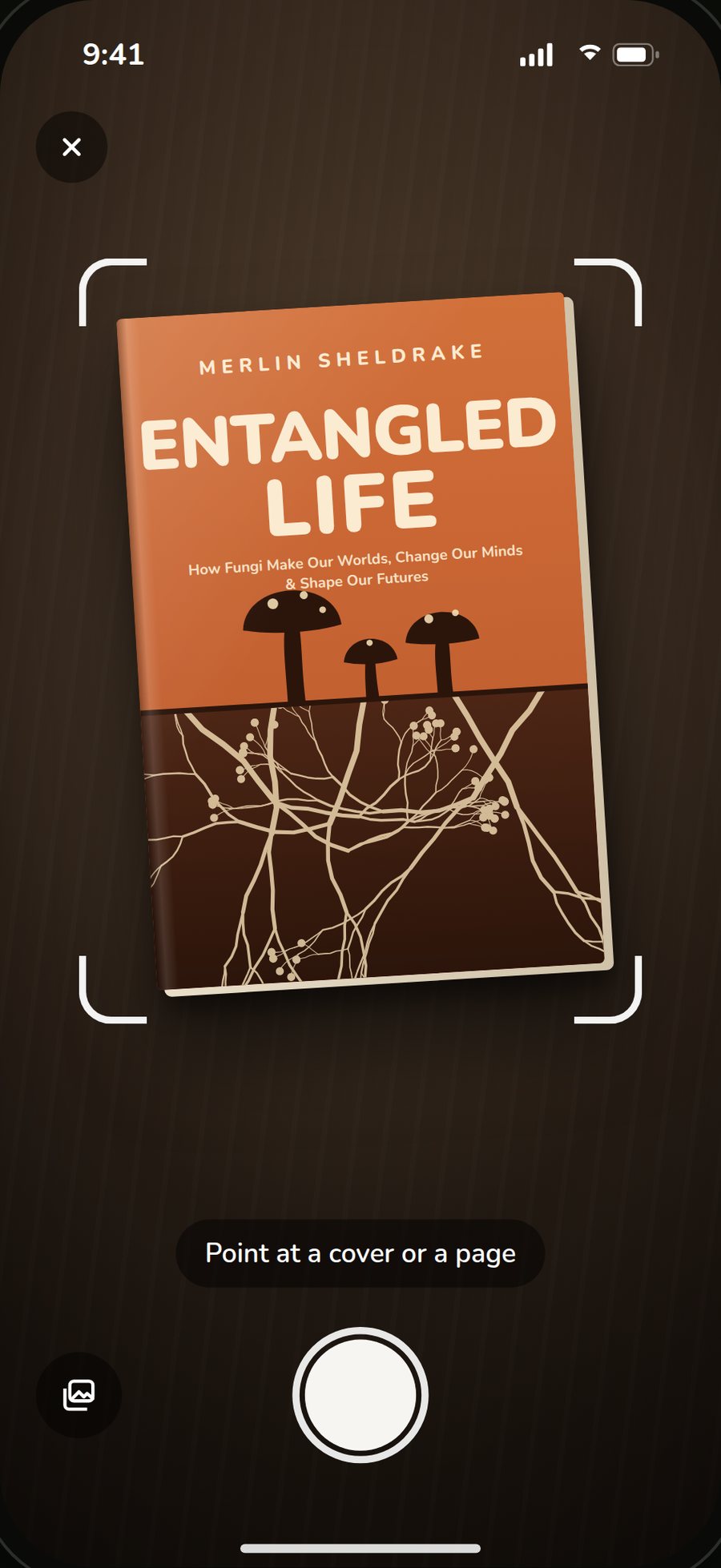 Scanning the cover of Entangled Life with the BrainDrop camera